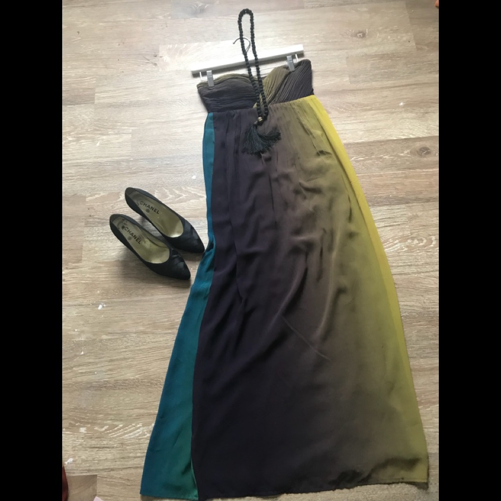 Custom made silk Maxi Dress size M